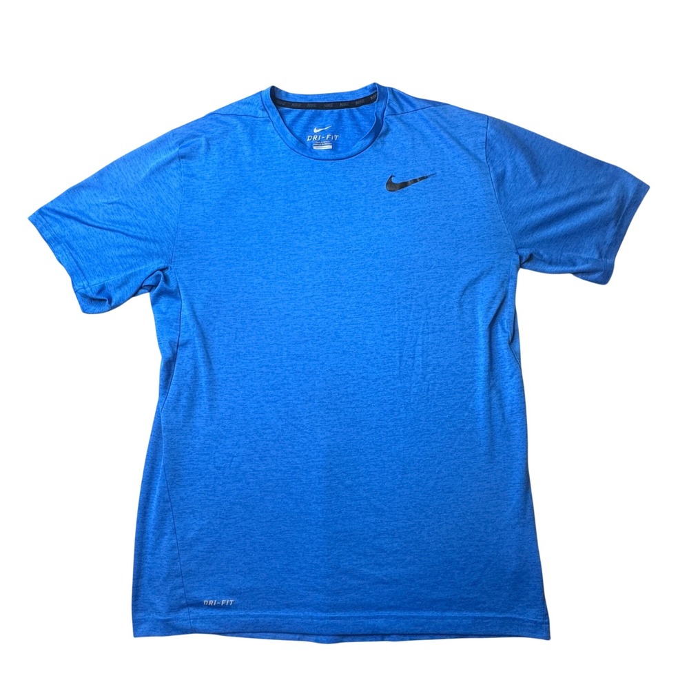 Nike T-Shirt Mens L Blue Dri-FIT Athletic Short Sleeve Heathered Performance Top